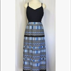 J Crew tribal print navy and light blue maxi dress Sz4